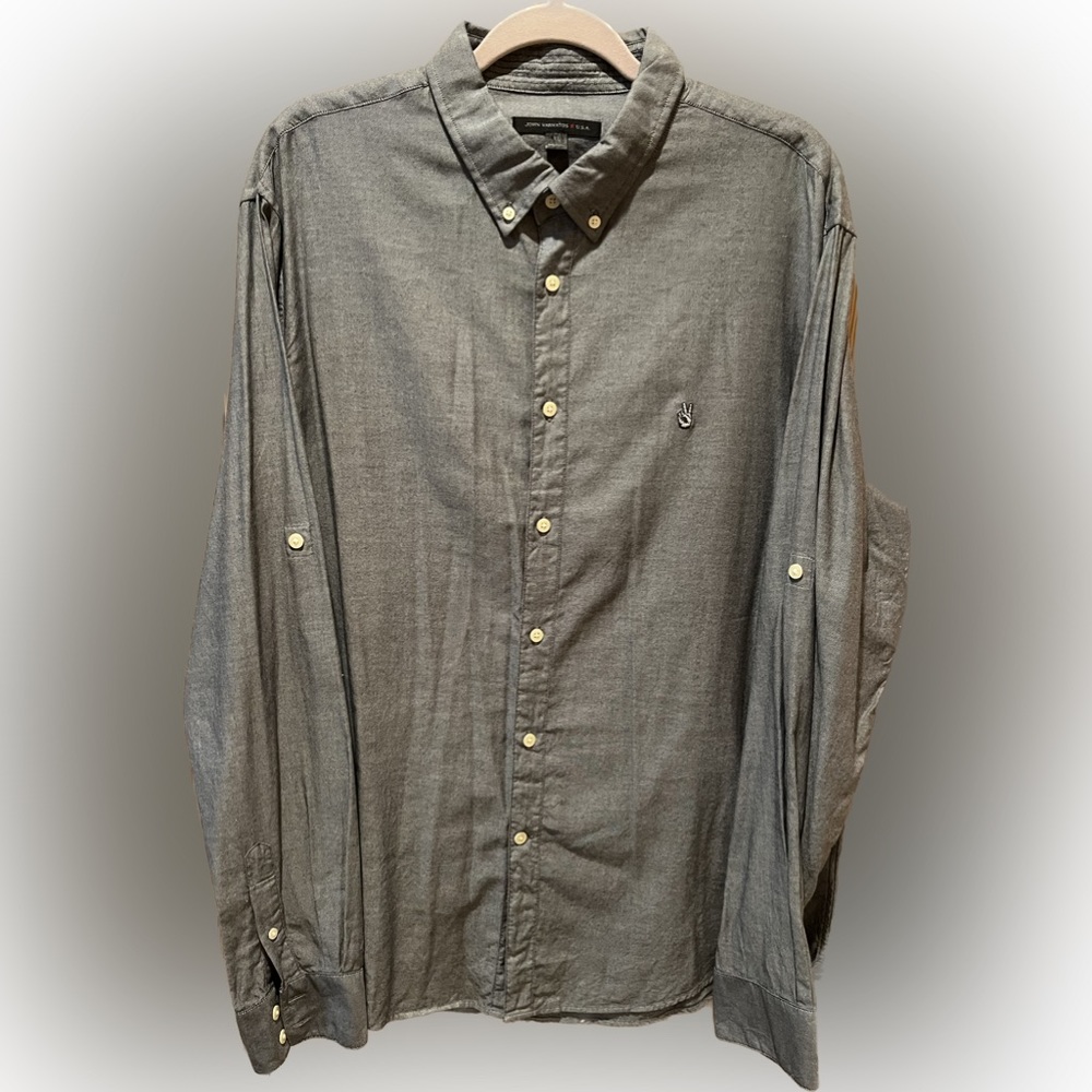 John Varvatos Gray Button Down Long Sleeve Shirt Mens XL